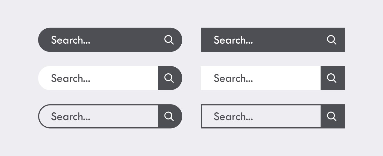 Search bar button icons set web browser ui vector image