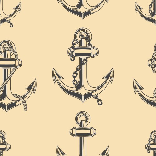 seamless pattern with anchors design element vector image