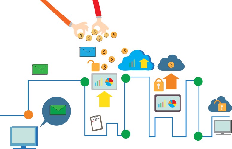 Cloud computing security concept technology update vector image