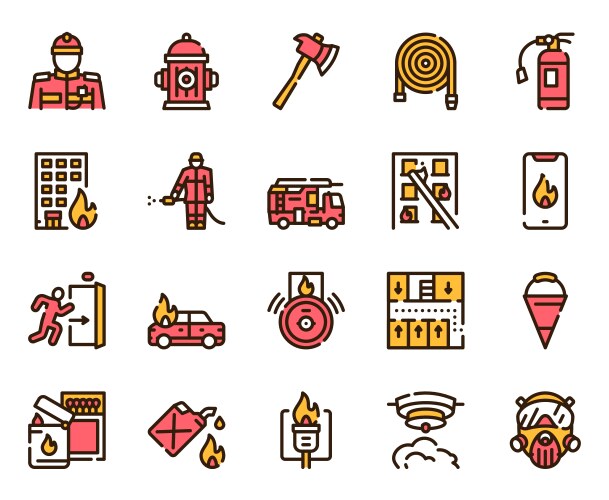 Monochrome firefighting labels set Royalty Free Vector Image