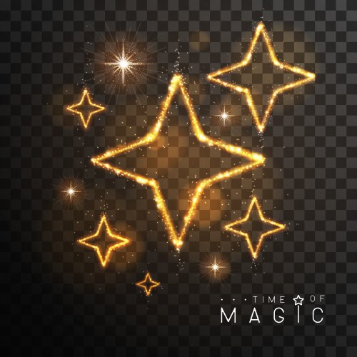 set of golden magic stars vector