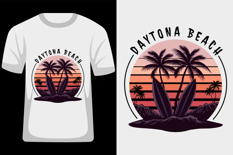 Daytona Beach Retro Surf T-Shirt Vector Image