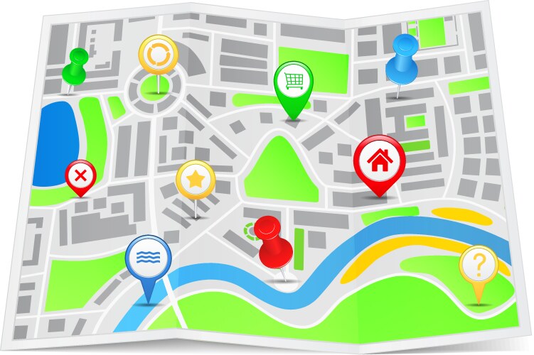 Paper Map with Pointers vector image