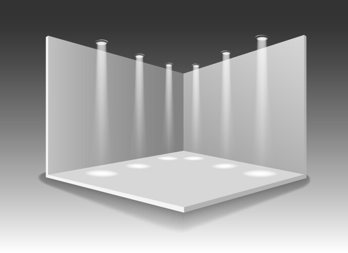 White indoor trade exhibition booth stand Vector Image