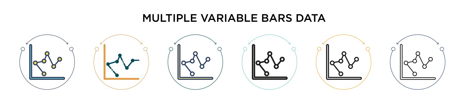 Multiple variable bars data icon in filled thin vector image