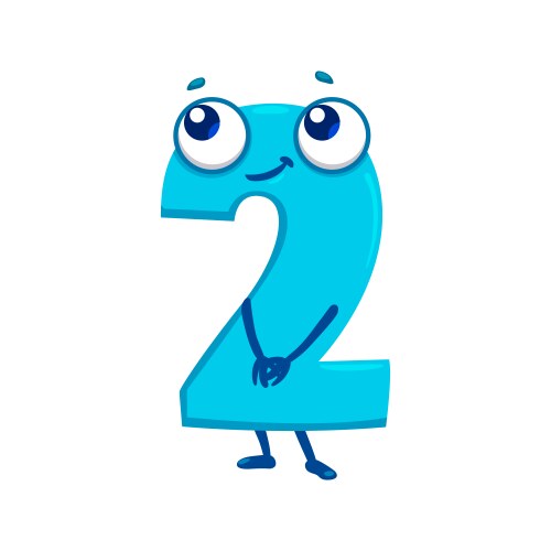 cartoon funny math number two character vector image