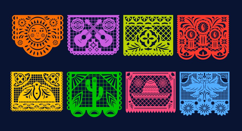 Mexican Papel Picado Day of the Dead Flags Vector Image