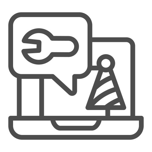 Notebook with wrench and traffic cone line icon vector image