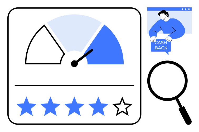 Satisfaction and performance dashboard with review vektorbild