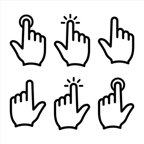 Hand Cursor Icons - Interaction Styles Vector Image
