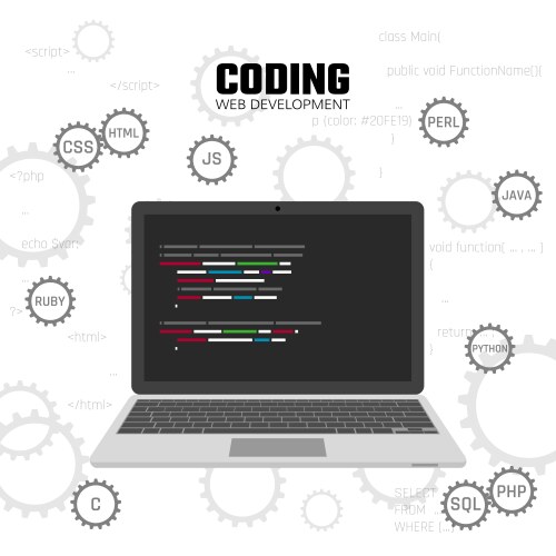 Modern languages web programming development vector image