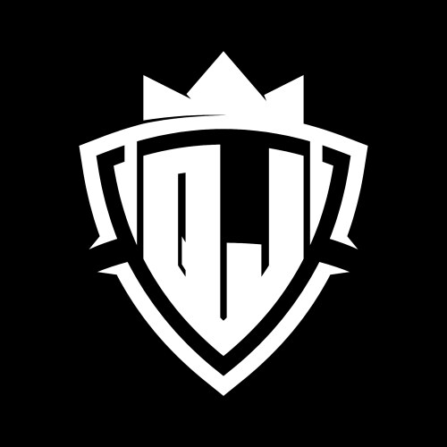 Qj letter monogram with triangle curve shield vector image