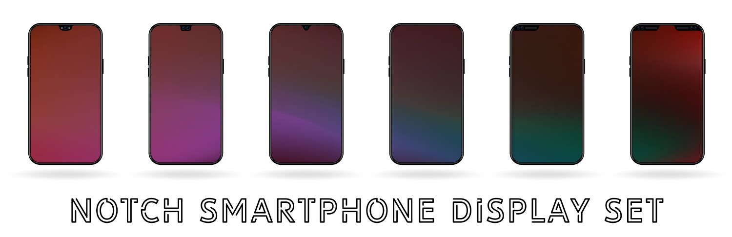 Different smartphone display notches set vector image