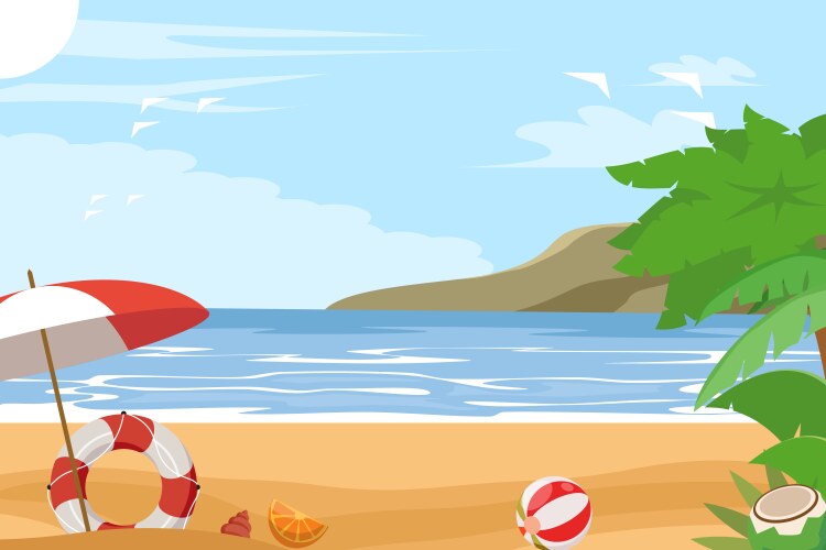 Summer beach top view elements background Vector Image