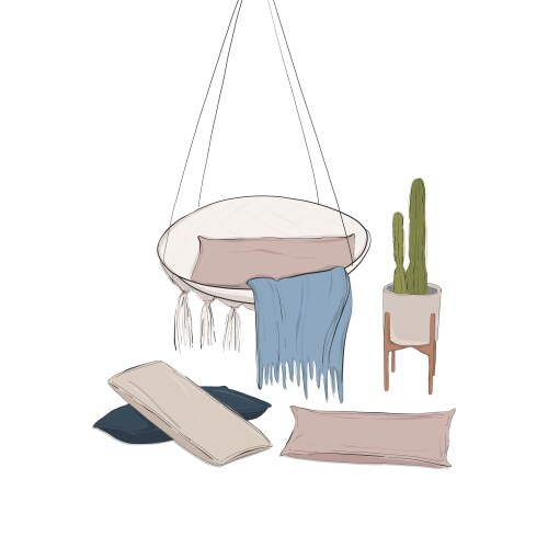 Cozy Apartment Sketch - Home Decor Vector Image