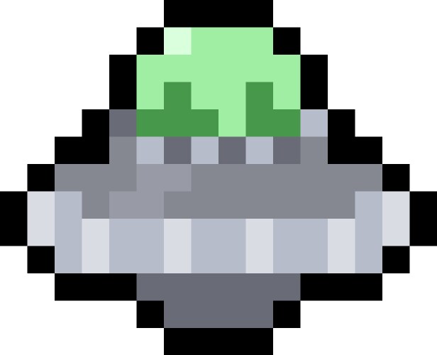 Pixel flying saucer ufo - isolated 8 bit vector image