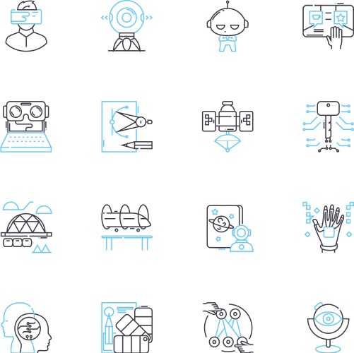 Data development linear icons set analytics vector image