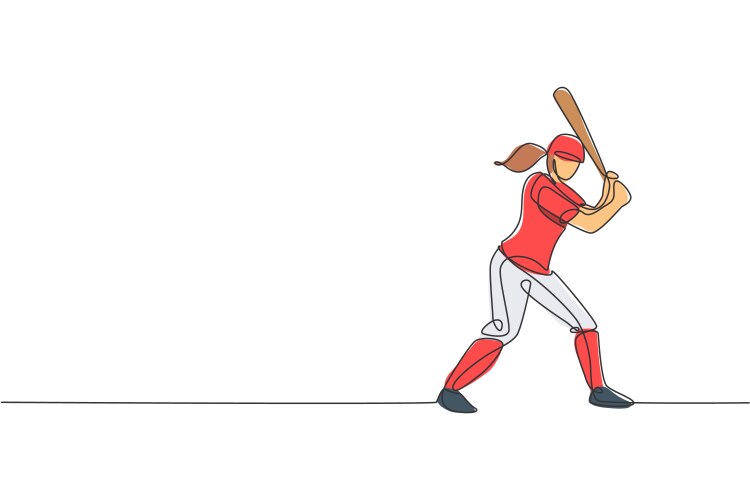 One single line drawing of young energetic woman Vector Image