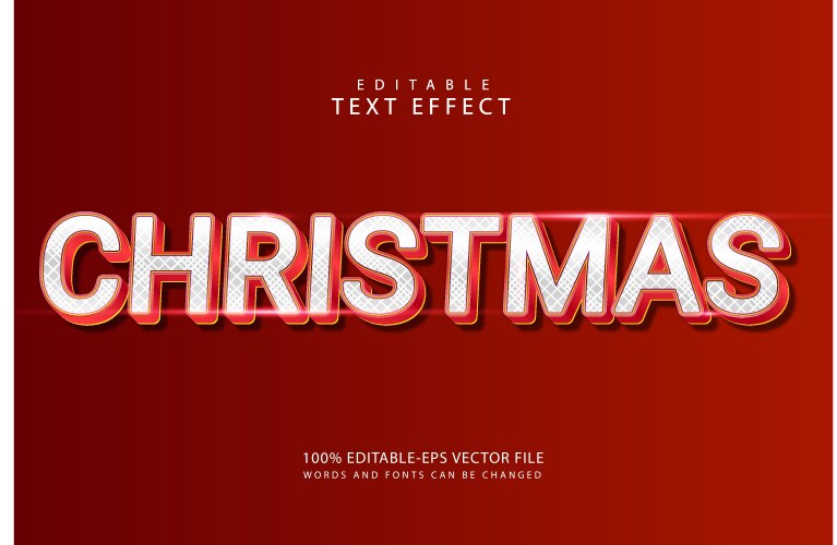 Christmas editable text effect 3 dimension emboss vector image