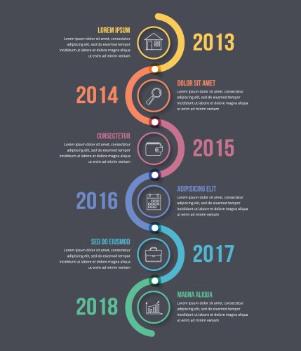 Project evolution timeline template Royalty Free Vector