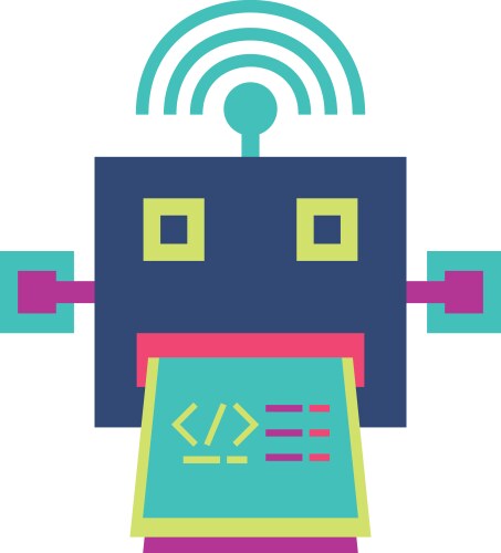 Isolated website code and robot design vector image