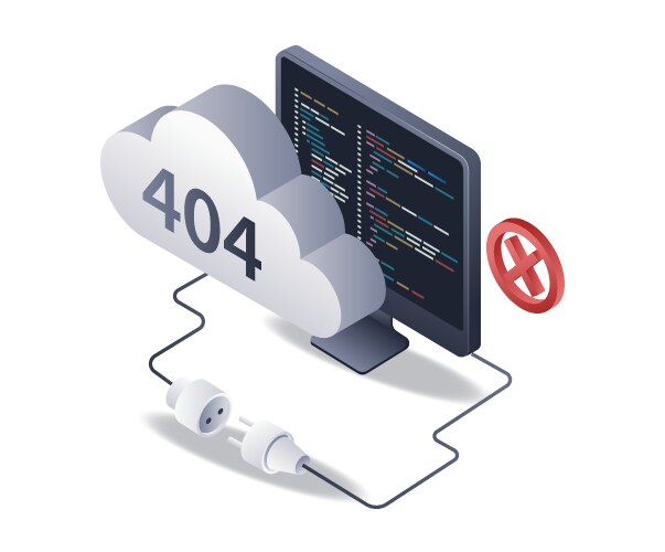 Programming language can warn error code 404 vector image