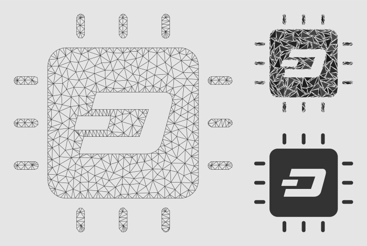 Dash processor chip mesh wire frame model vector image