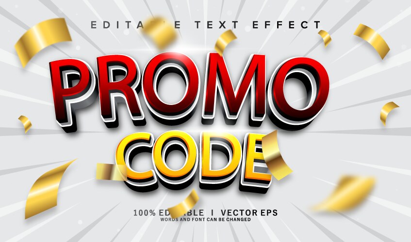 Promo code text effect with modern style design Vector Image