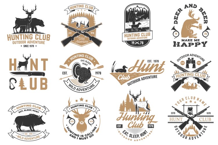 Set hunting club badge concept Vector Image