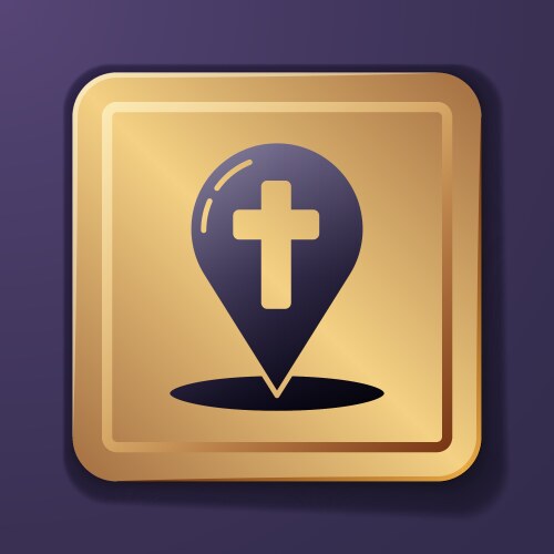 Purple map pointer with christian cross icon vector image