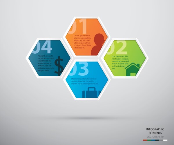 Hexagon horizontal steps timeline infographic Vector Image