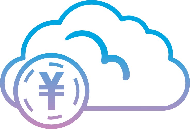 Cloud computing with yuan coin gradient style icon vector image