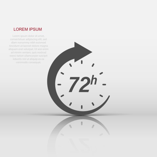 72 hour clock icon in flat style timer countdown vector image