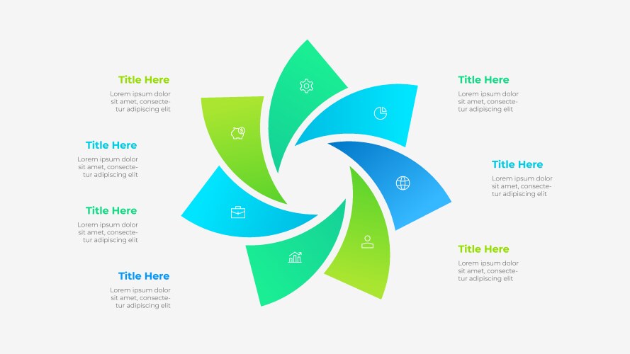 Abstract diagram divided into 7 segments concept vector image