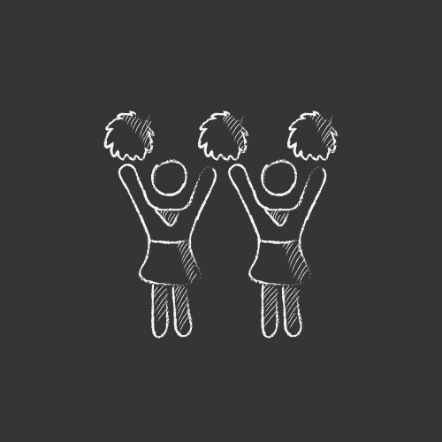 Cheerleaders drawn in chalk icon Vector Image