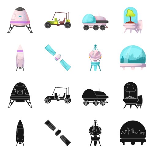 Isolated object of mars and space icon collection vector image