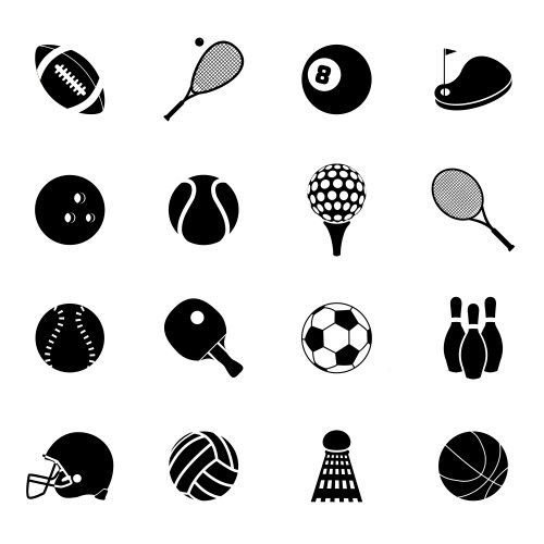 Sport Icon Set - Black Vector Image