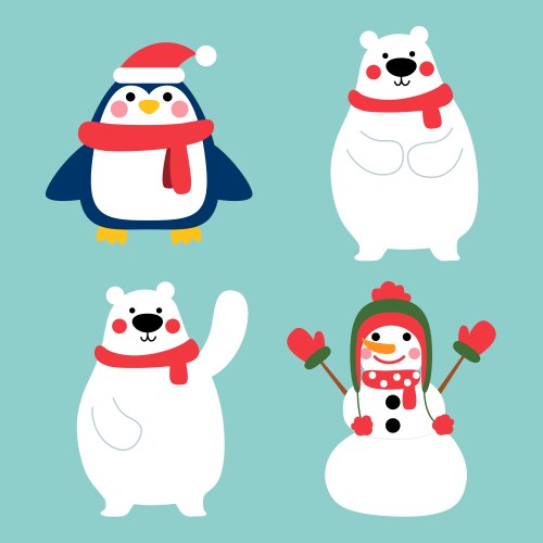 Winter Friends Character Set Vector Image