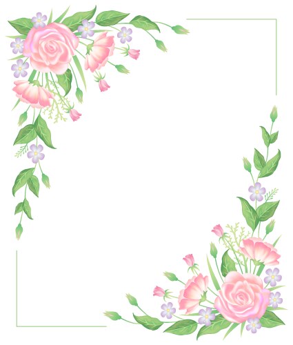Watercolor Rose Floral Frame Vector Image