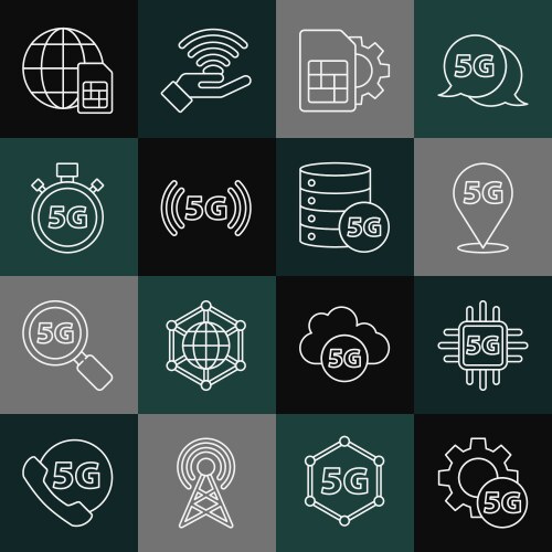 Set line setting 5g network processor location vector image