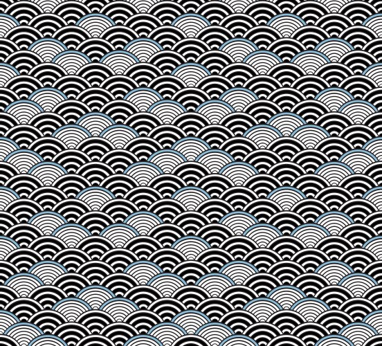 blue and black seigaiha japanese wave pattern vector image