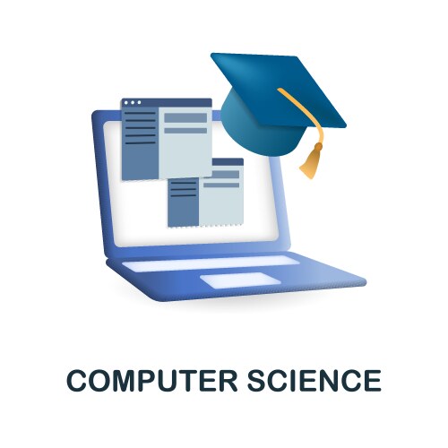 Computer science icon 3d from data vector image