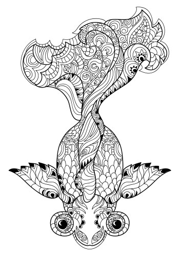 Stylized Floral Fish Doodle Vector Image