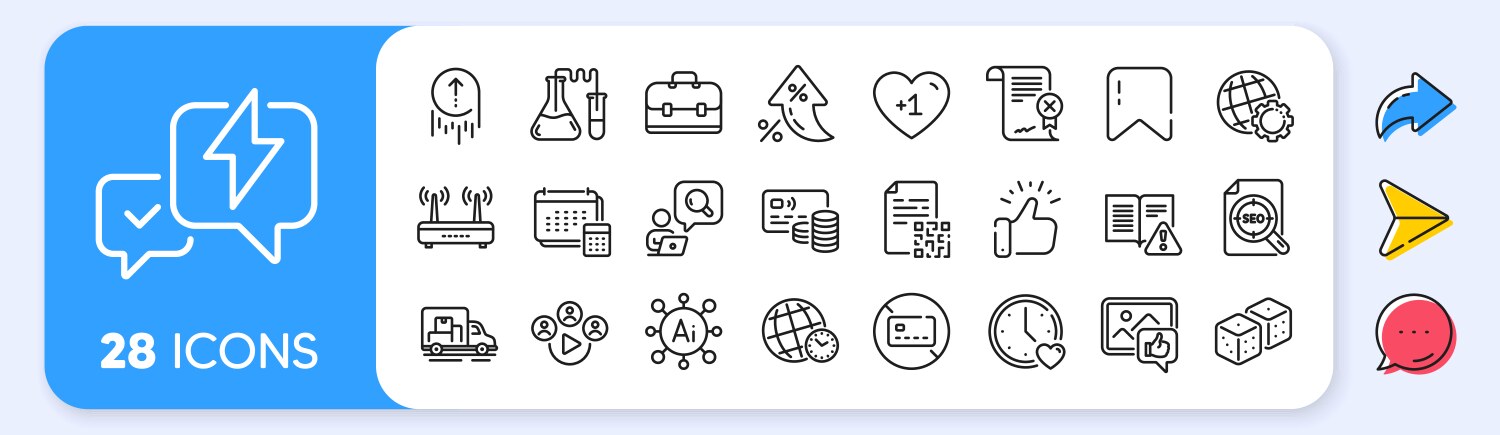 Wifi dice and inspect line icons for web app vector image