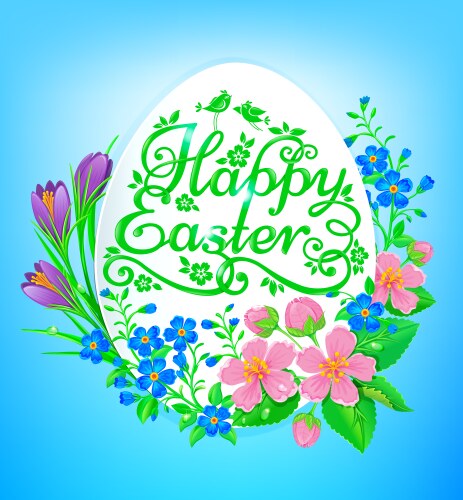 Easter Flowers Greeting Card Vector Image