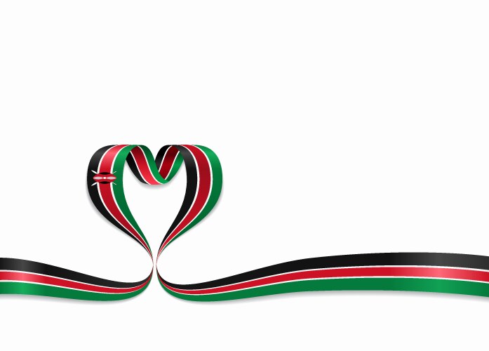 Kenyan flag heart-shaped ribbon vector image