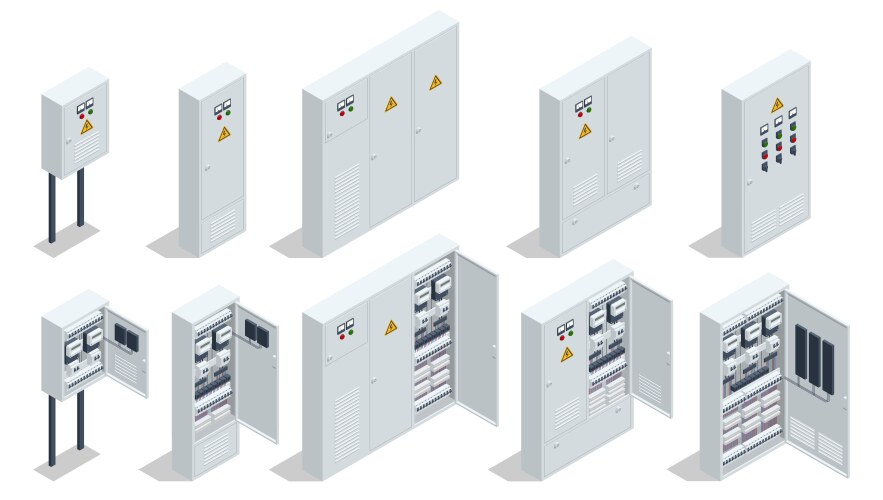 Switchboard Instrument Transformer Isometric electric switchboard transformer Vector Image