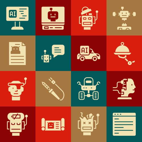 Set computer api interface robot for maintenance vector image