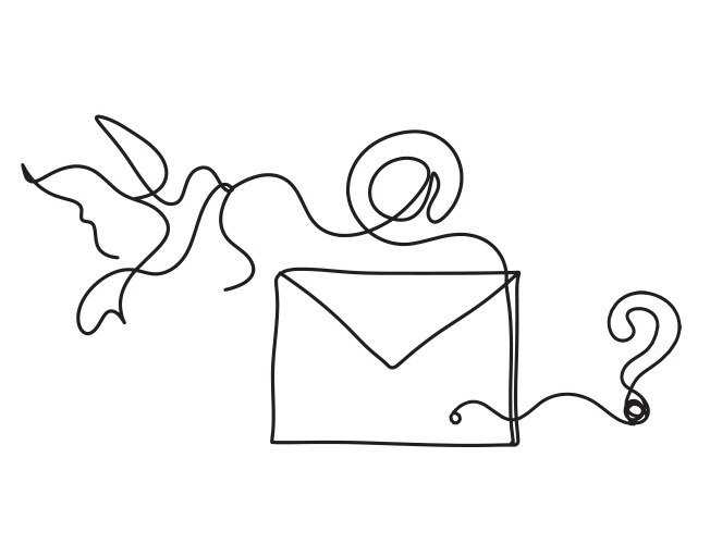 Abstract paper envelope with bird and question vector image