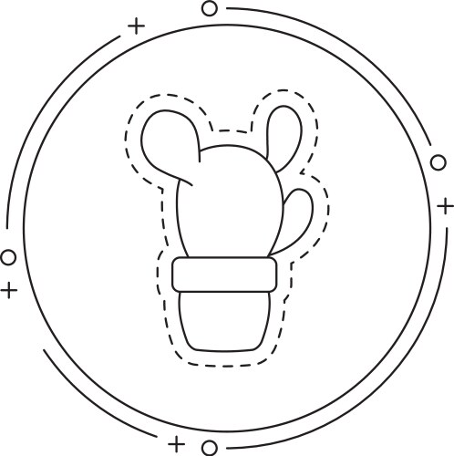 Patch cactus in frame circular vector image